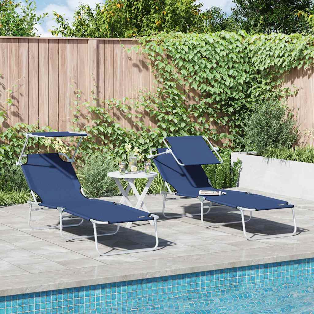 vidaXL Sonnenliege 2 pcs Blau 58 x 188 x 77cm Polyester