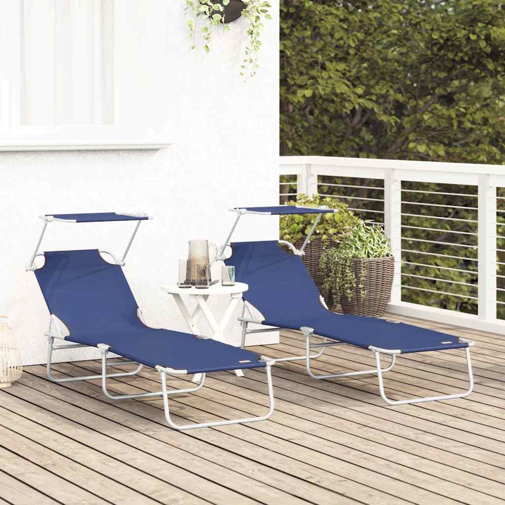 vidaXL Sonnenliege 2 pcs Blau 58 x 188 x 77cm Polyester