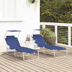 vidaXL Sonnenliege 2 pcs Blau 58 x 188 x 77cm Polyester