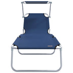 vidaXL Sonnenliege 2 pcs Blau 58 x 188 x 77cm Polyester