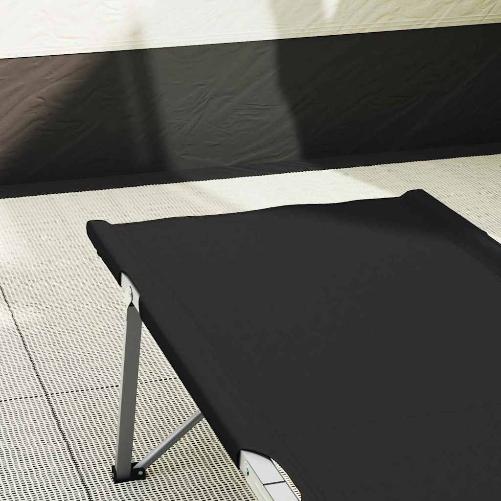 vidaXL Klapp Schlafbett fürs Camping 2 pcs Schwarz Oxford und Stahl