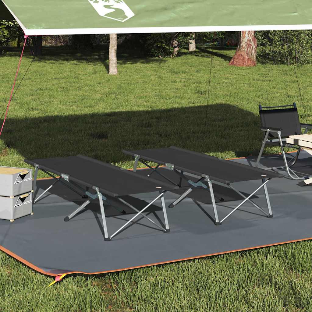 vidaXL Klapp Schlafbett fürs Camping 2 pcs Schwarz Oxford und Stahl
