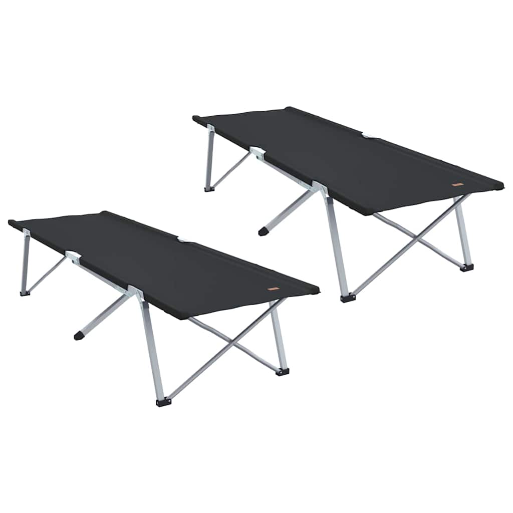 vidaXL Klapp Schlafbett fürs Camping 2 pcs Schwarz Oxford und Stahl
