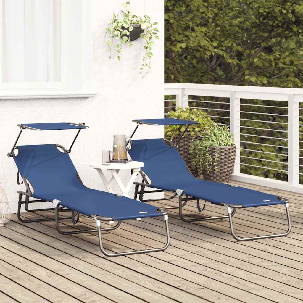 vidaXL Klappbare Sonnenliege 2 pcs Blau 190 x 57 x 81 cm Oxford