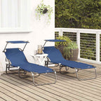 vidaXL Klappbare Sonnenliege 2 pcs Blau 190 x 57 x 81 cm Oxford