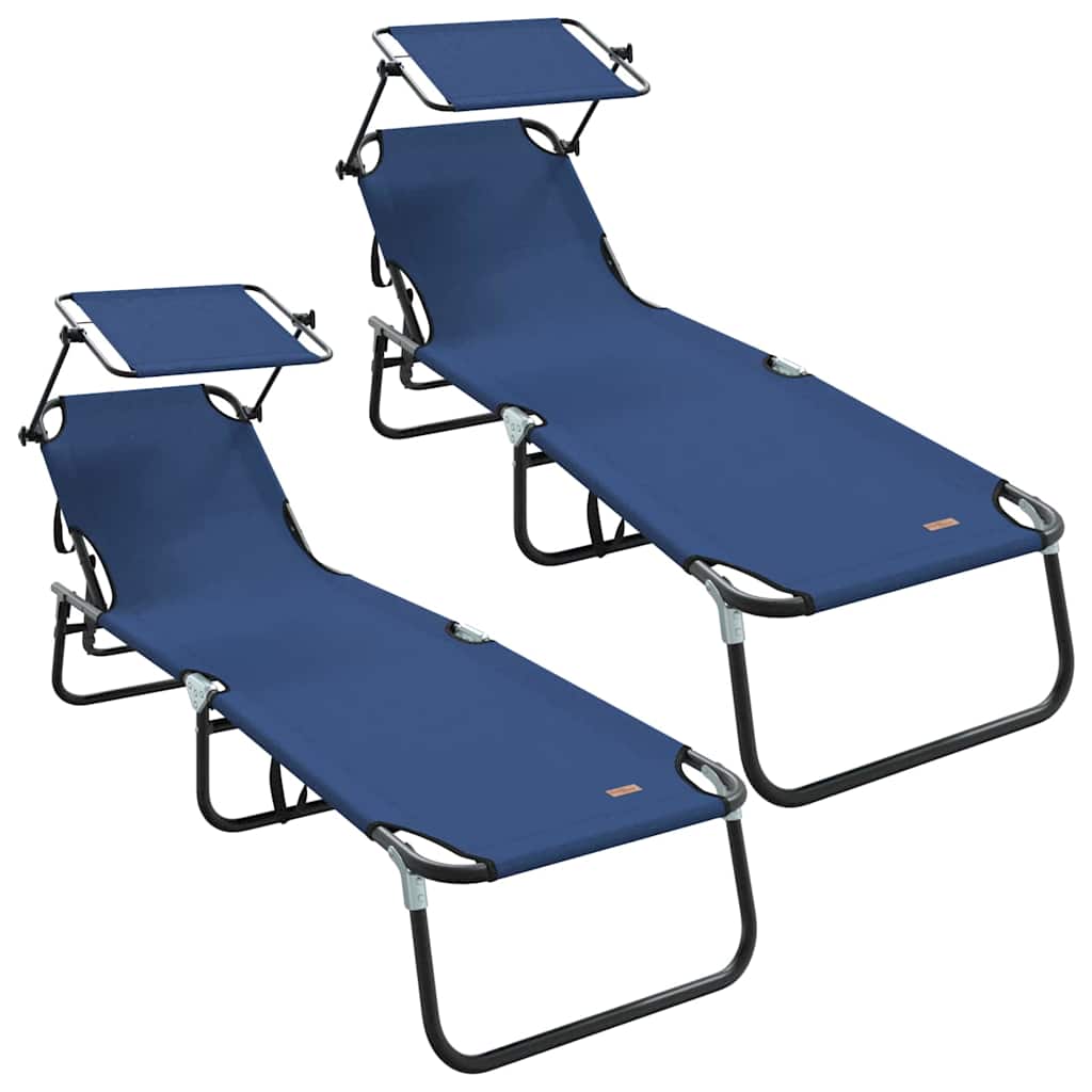 vidaXL Klappbare Sonnenliege 2 pcs Blau 190 x 57 x 81 cm Oxford