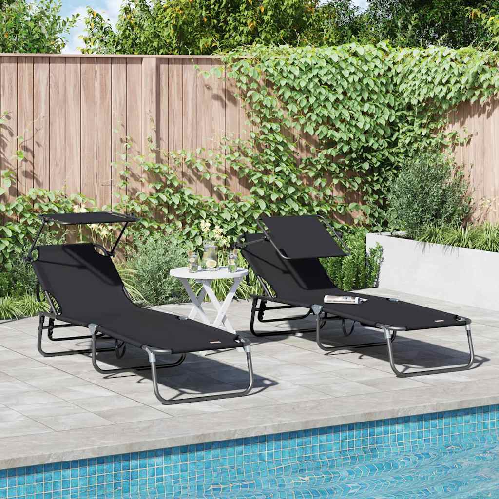 vidaXL Klappbare Sonnenliege 2 pcs Blau 190 x 57 x 81 cm Oxford