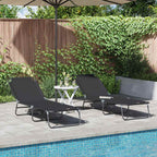vidaXL Klappbare Sonnenliege 2 pcs Schwarz 188 x 57 x 86,5 cm