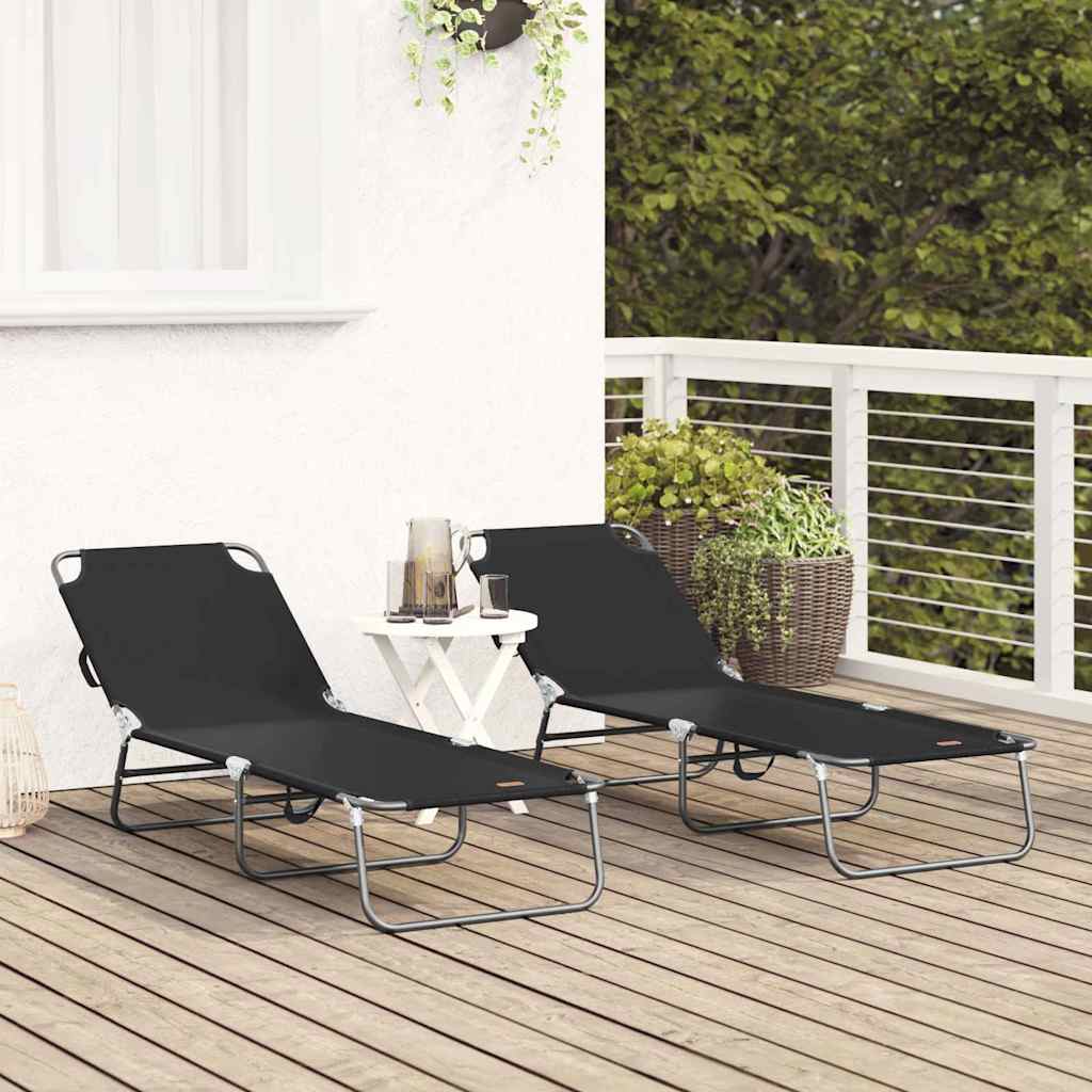 vidaXL Klappbare Sonnenliege 2 pcs Schwarz 188 x 57 x 86,5 cm