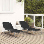vidaXL Klappbare Sonnenliege 2 pcs Schwarz 188 x 57 x 86,5 cm