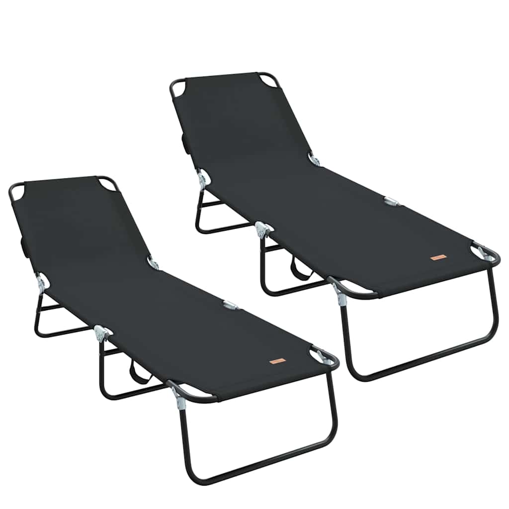 vidaXL Klappbare Sonnenliege 2 pcs Schwarz 188 x 57 x 86,5 cm