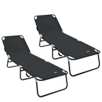 vidaXL Klappbare Sonnenliege 2 pcs Schwarz 188 x 57 x 86,5 cm