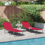 vidaXL Klappbare Sonnenliege 2 pcs Rot 188 x 57 x 86,5 cm Polyester