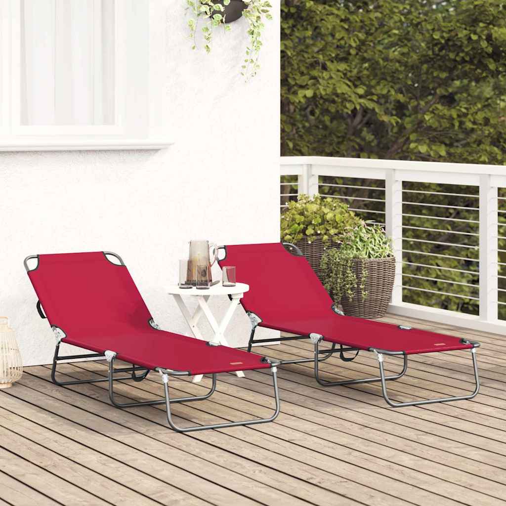 vidaXL Klappbare Sonnenliege 2 pcs Rot 188 x 57 x 86,5 cm Polyester
