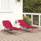 vidaXL Klappbare Sonnenliege 2 pcs Rot 188 x 57 x 86,5 cm Polyester