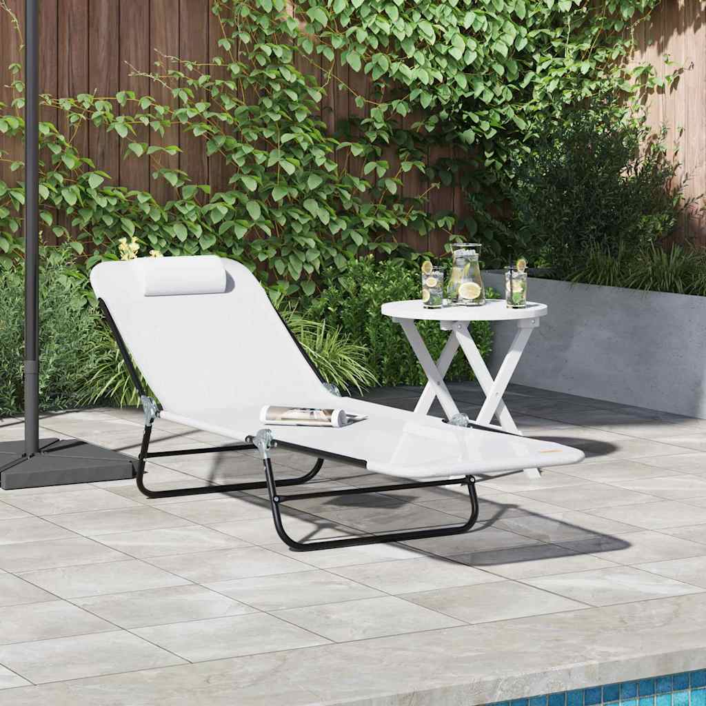 vidaXL Klappbare Sonnenliege Creme 182 x 55 x 85,5 cm Textilene