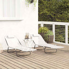 vidaXL Klappbare Sonnenliege 2 pcs Creme 182 x 55 x 85,5 cm Textilene