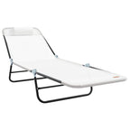vidaXL Klappbare Sonnenliege 2 pcs Creme 182 x 55 x 85,5 cm Textilene