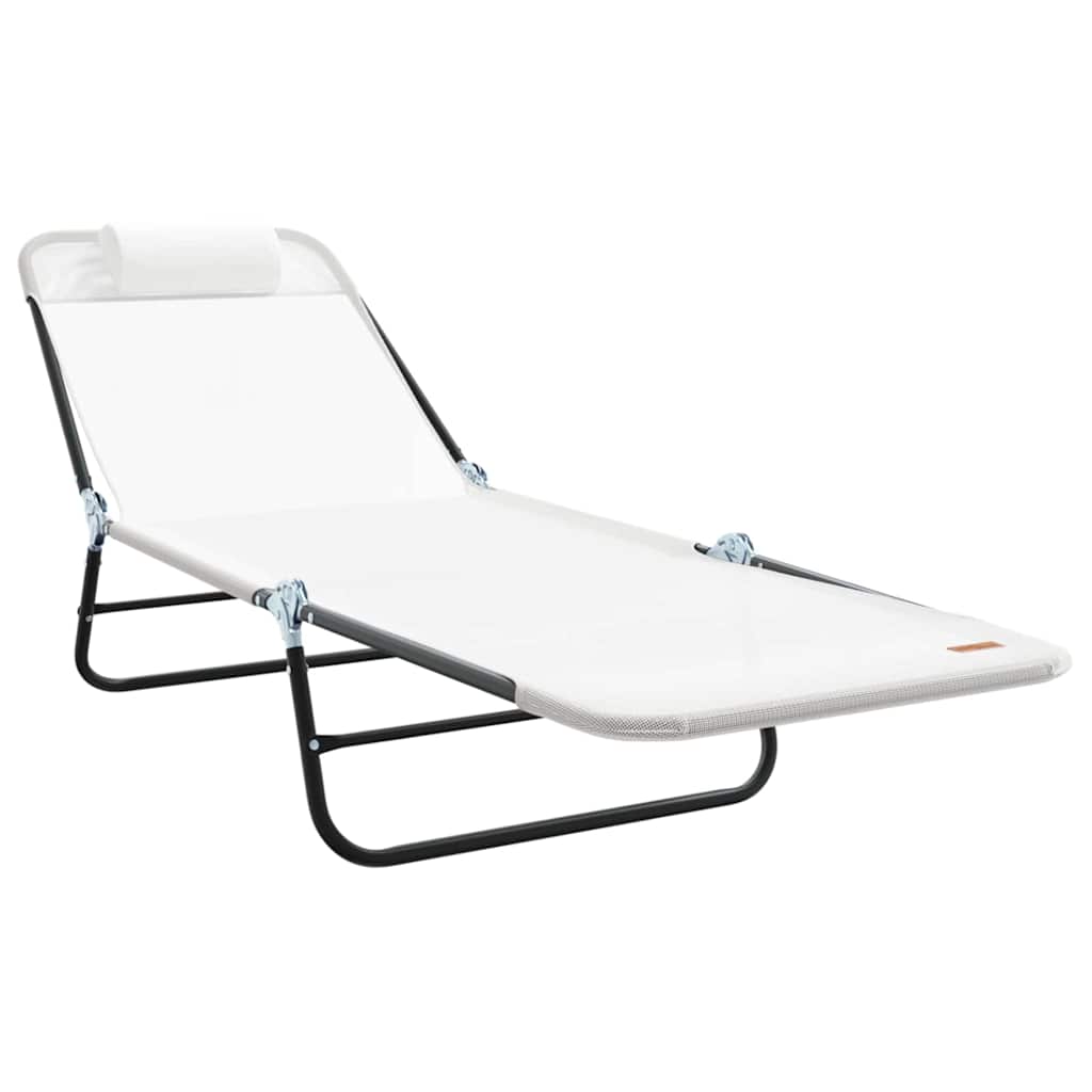 vidaXL Klappbare Sonnenliege 2 pcs Creme 182 x 55 x 85,5 cm Textilene