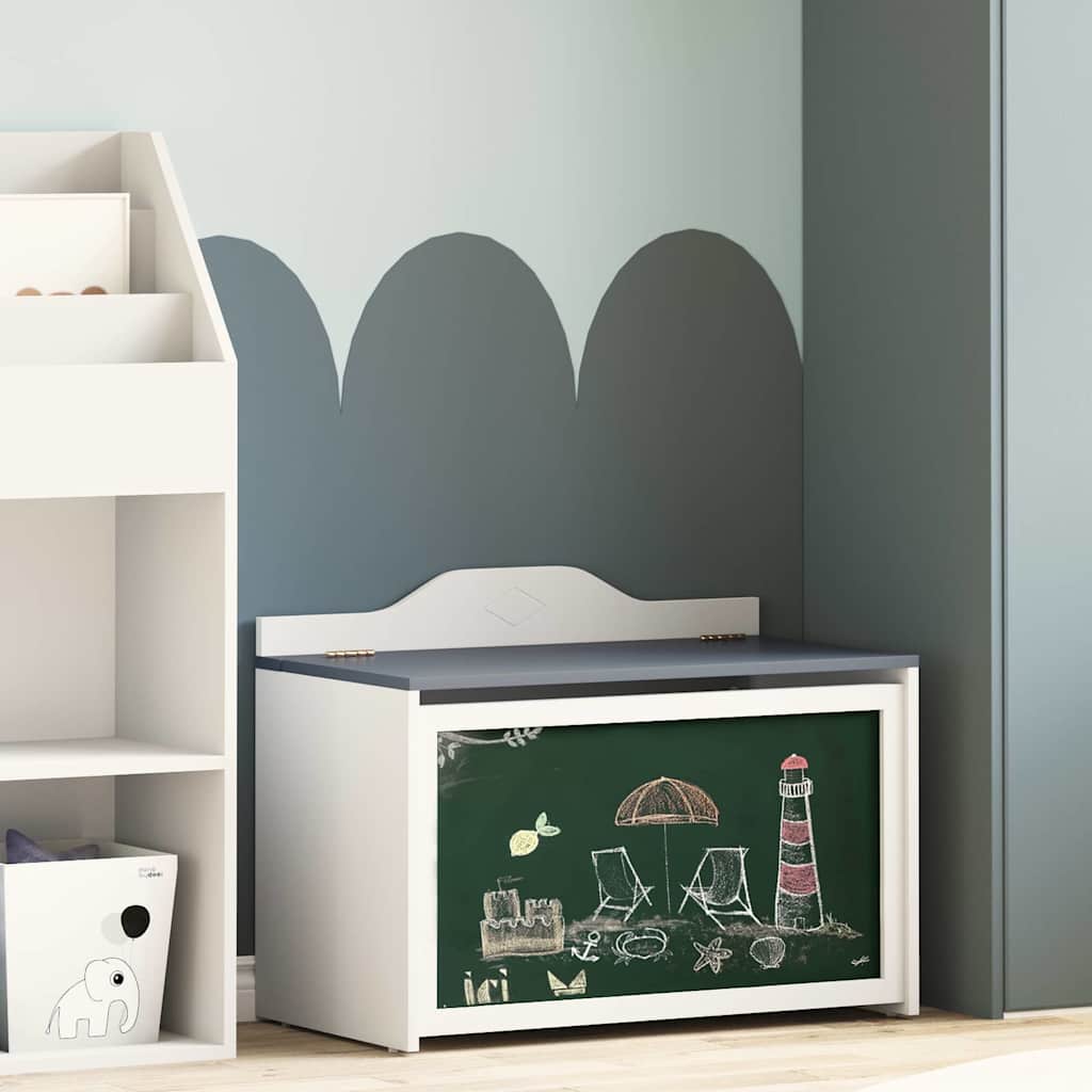 vidaXL Box mit Stauraum und Tafelvorderseite ROROS Grau und Weiß
