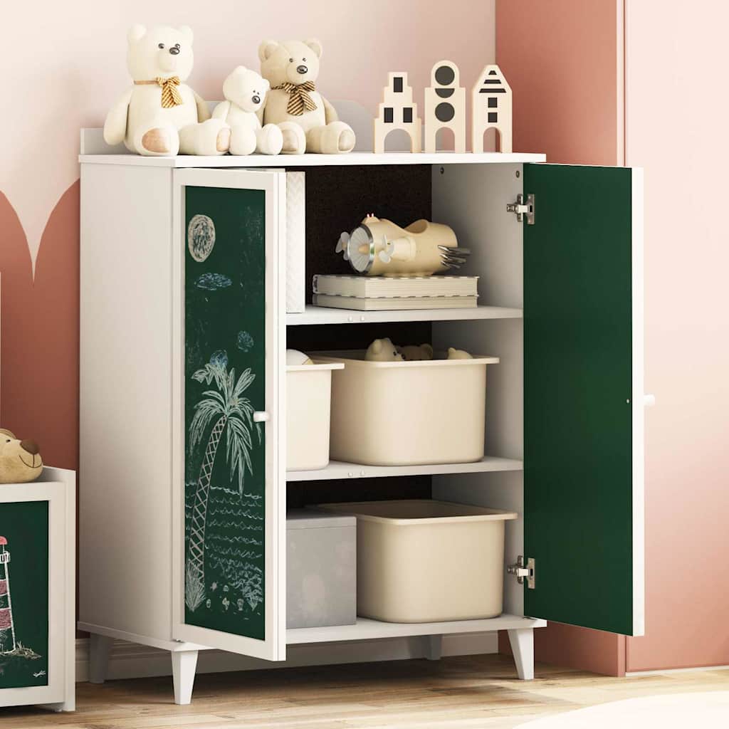 vidaXL Schrank mit zwei Türen und Tafel-Front ROROS Weiß Holzwerkstoff