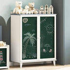 vidaXL Schrank mit zwei Türen und Tafel-Front ROROS Grau und Weiß