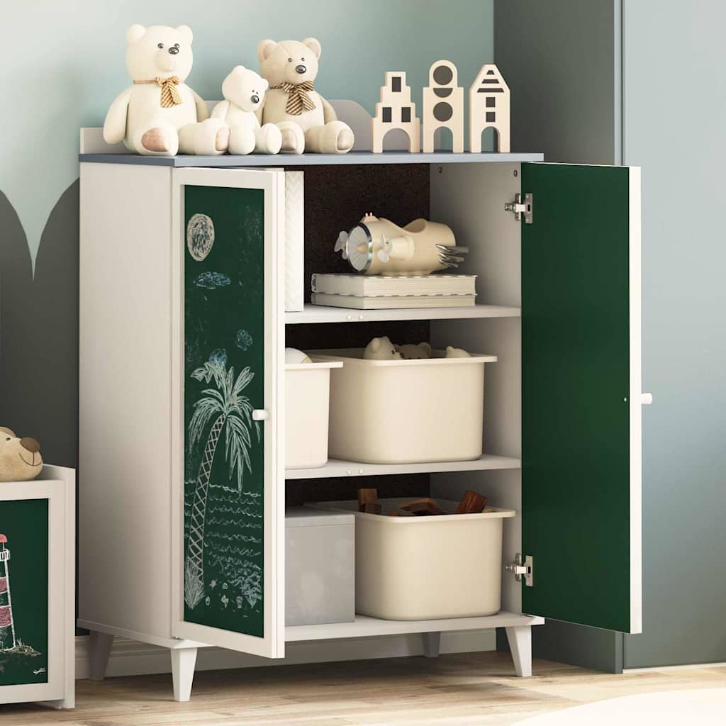vidaXL Schrank mit zwei Türen und Tafel-Front ROROS Grau und Weiß