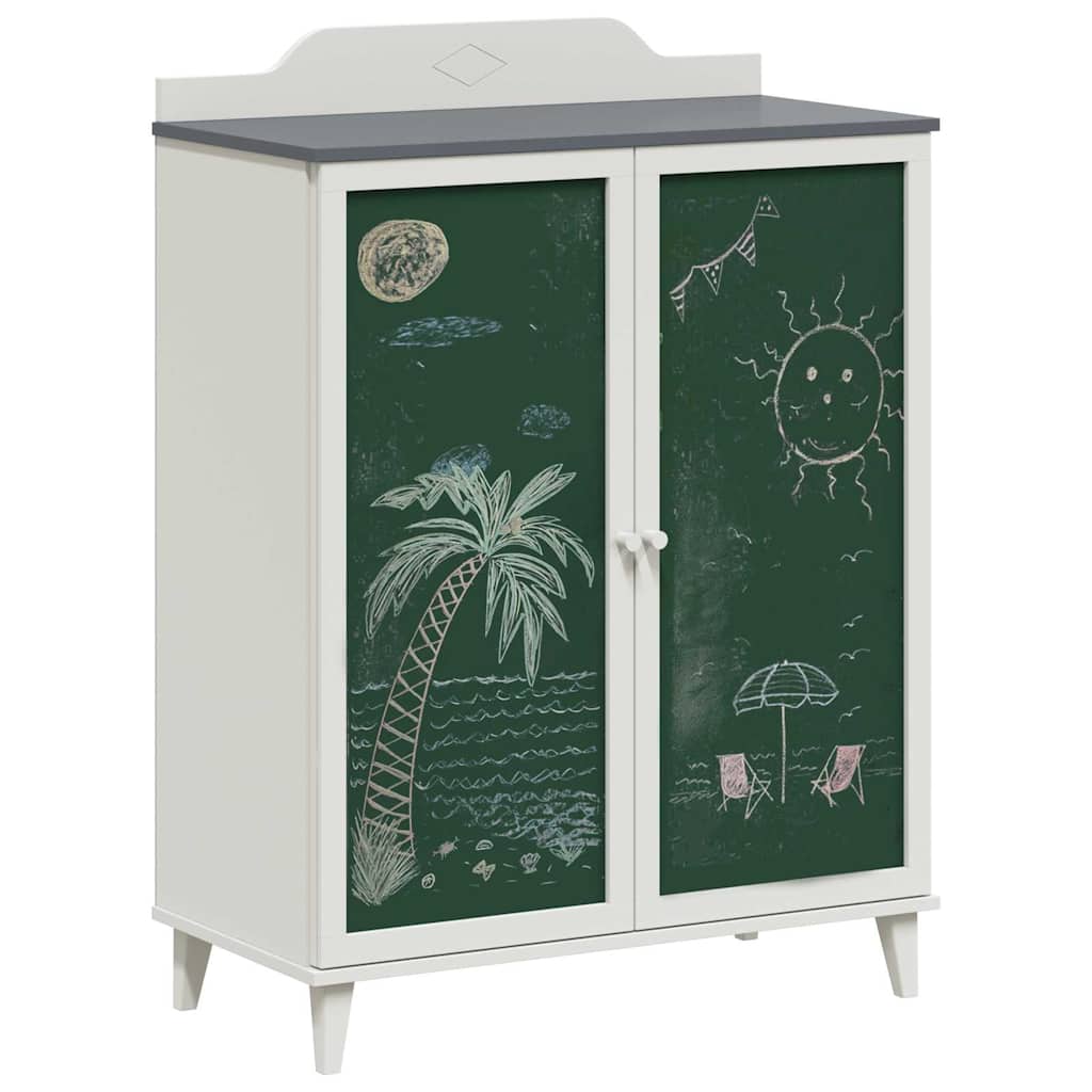 vidaXL Schrank mit zwei Türen und Tafel-Front ROROS Grau und Weiß