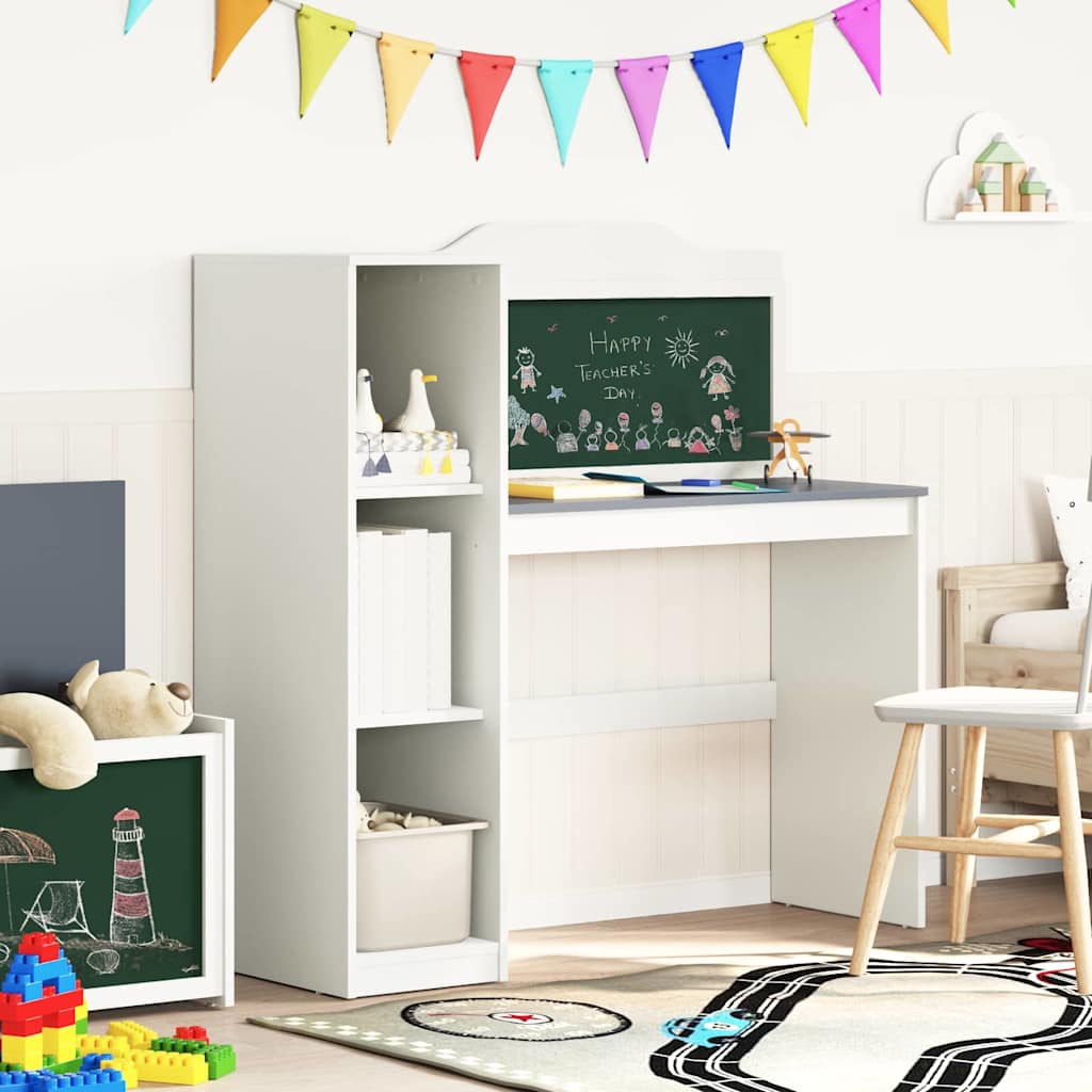 vidaXL Schreibtisch mit offener Ablage und Kreidetafel mit Regal ROROS
