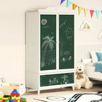 vidaXL Kreidetafel Kleiderschrank mit Tür ROROS Weiß 90 x 45 x 165 cm