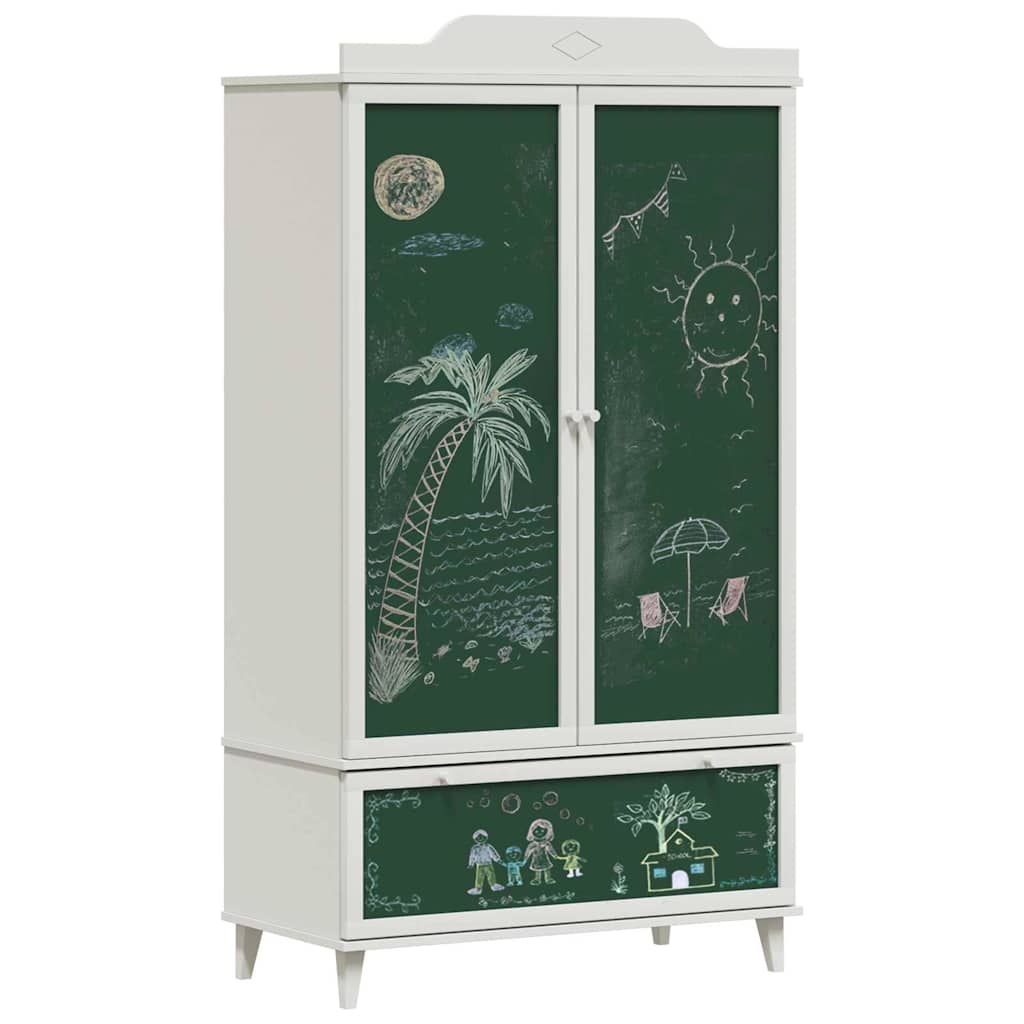 vidaXL Kreidetafel Kleiderschrank mit Tür ROROS Weiß 90 x 45 x 165 cm