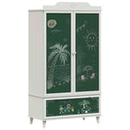 vidaXL Kreidetafel Kleiderschrank mit Tür ROROS Weiß 90 x 45 x 165 cm