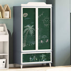 vidaXL Kreidetafel Kleiderschrank ROROS Grau und Weiß 90 x 45 x 165 cm