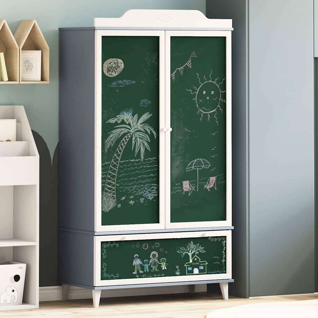 vidaXL Kreidetafel Kleiderschrank ROROS Grau und Weiß 90 x 45 x 165 cm