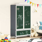 vidaXL Kreidetafel Kleiderschrank ROROS Grau und Weiß 90 x 45 x 165 cm