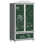 vidaXL Kreidetafel Kleiderschrank ROROS Grau und Weiß 90 x 45 x 165 cm