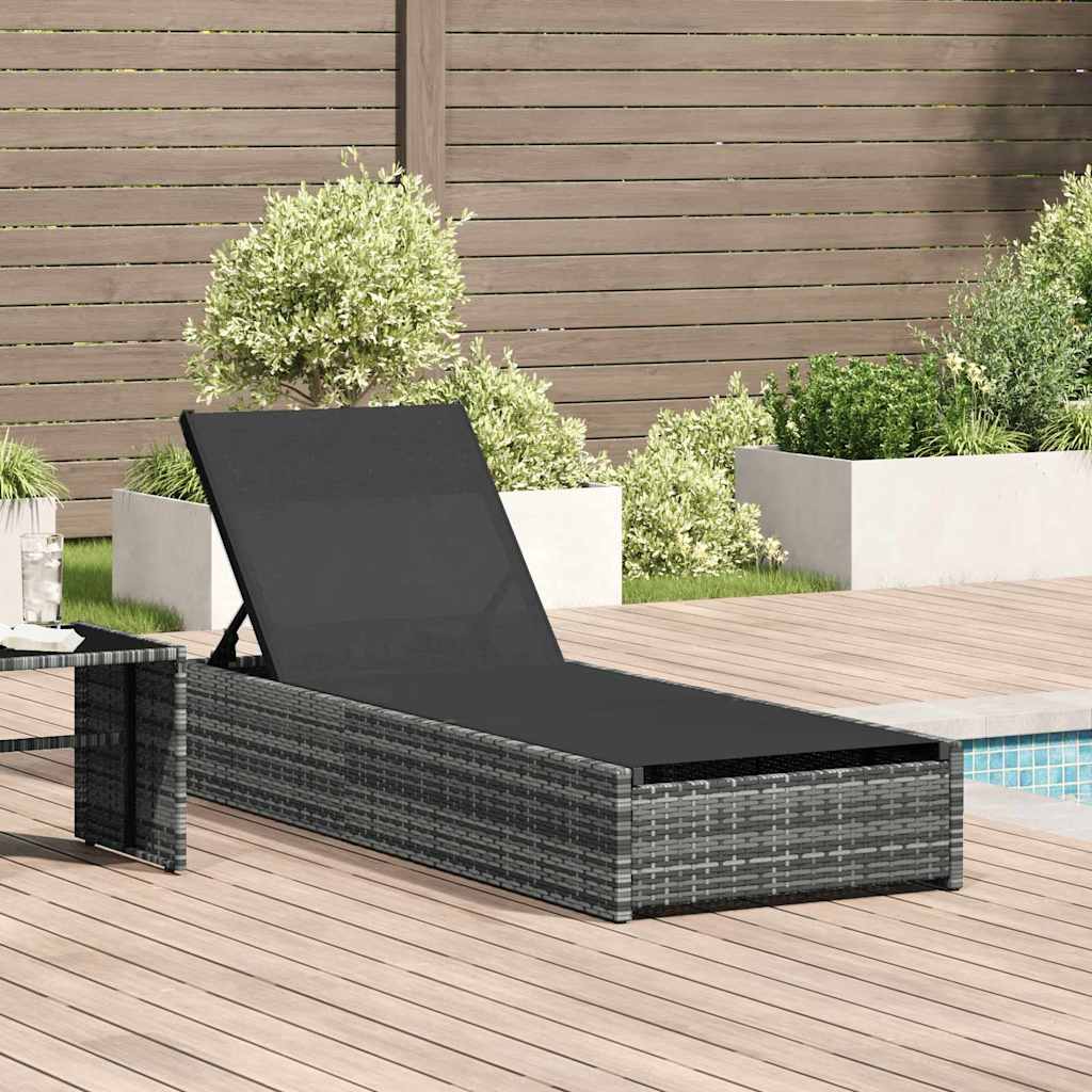 vidaXL Sonnenliege Schwarz Poly-Rattan