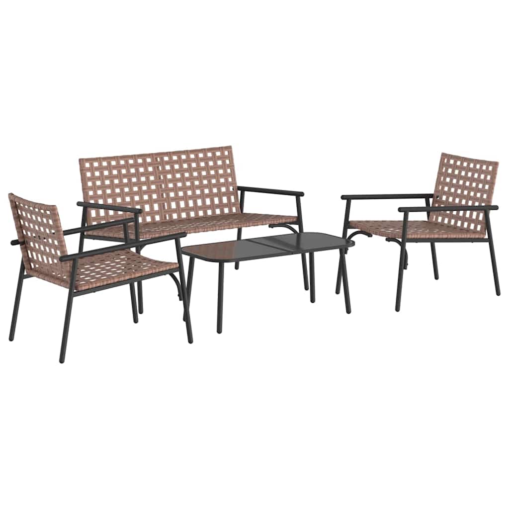 vidaXL Garten Essgruppe 4 pcs Braun Poly-Rattan