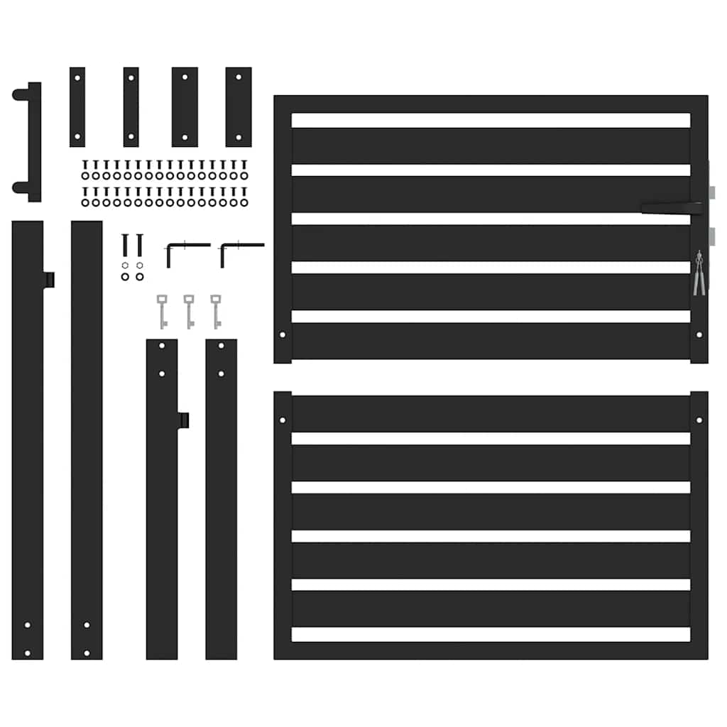 vidaXL Gartentor Abschließbar Schwarz 100x100 cm Aluminium