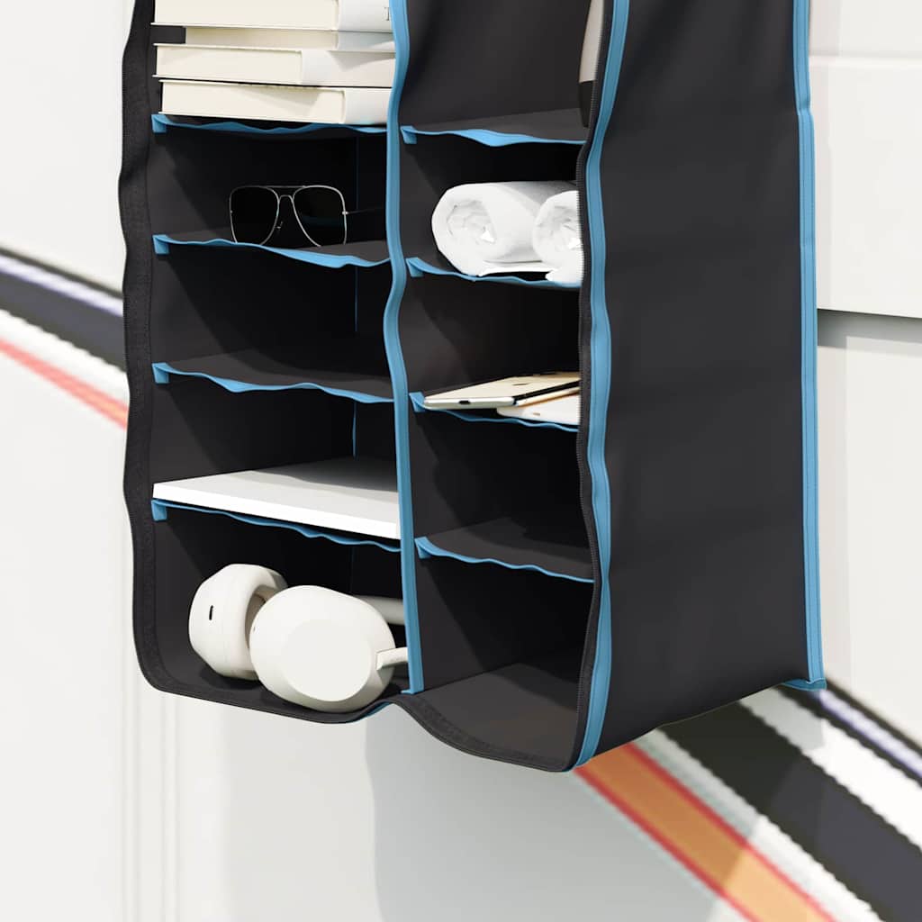 vidaXL Hängender Zeltorganizer mit 10 Taschen mit Speicher Schwarz