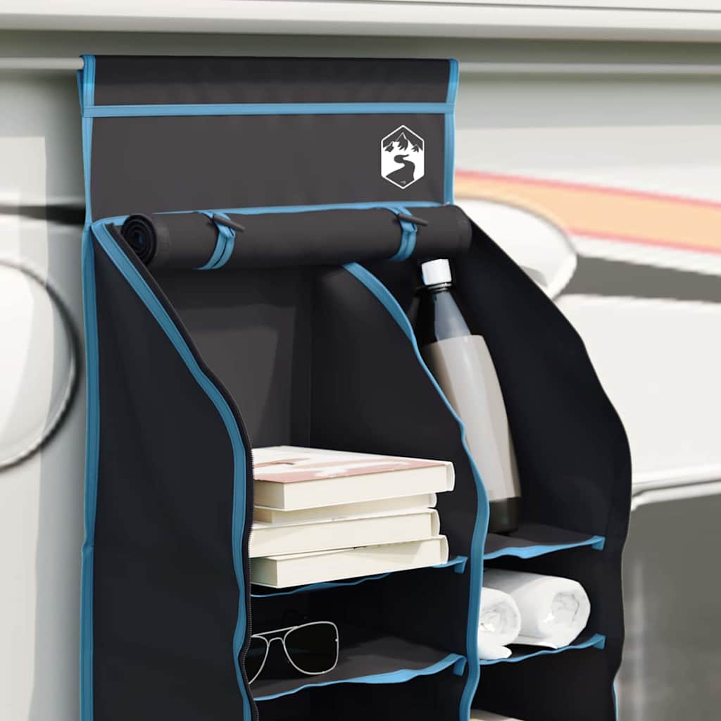 vidaXL Hängender Zeltorganizer mit 10 Taschen mit Speicher Schwarz