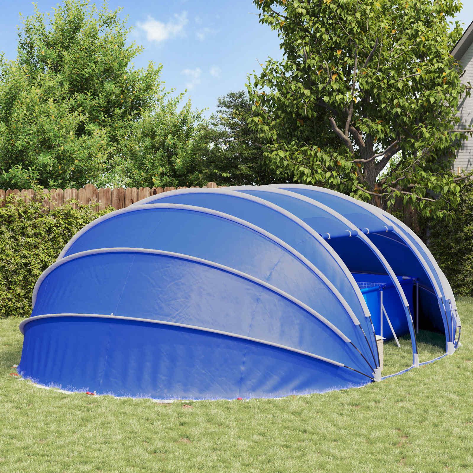 vidaXL Poolzelt Kuppel Grün 538 x 440 x 204 cm