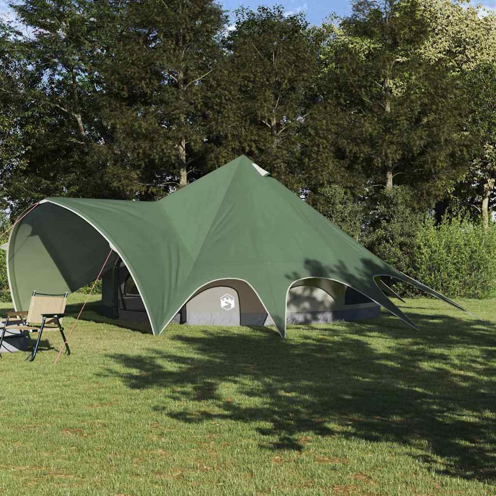 vidaXL Teepee Zelt für 9 Personen Grün und Grau 502 x 502 x 297 cm