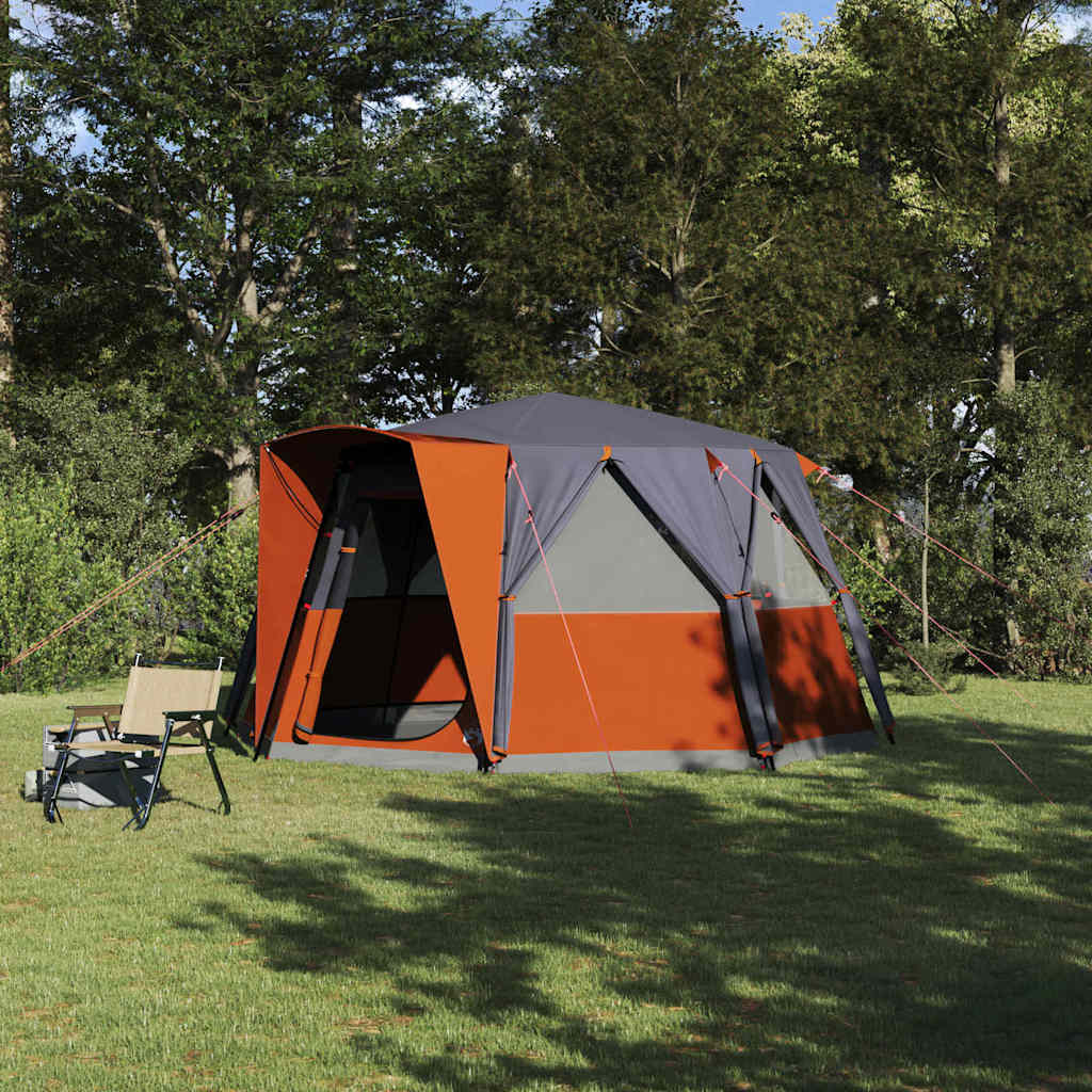 vidaXL Zelt für 6 Personen mit Dach Grau und Orange 425 x 396 x 222 cm