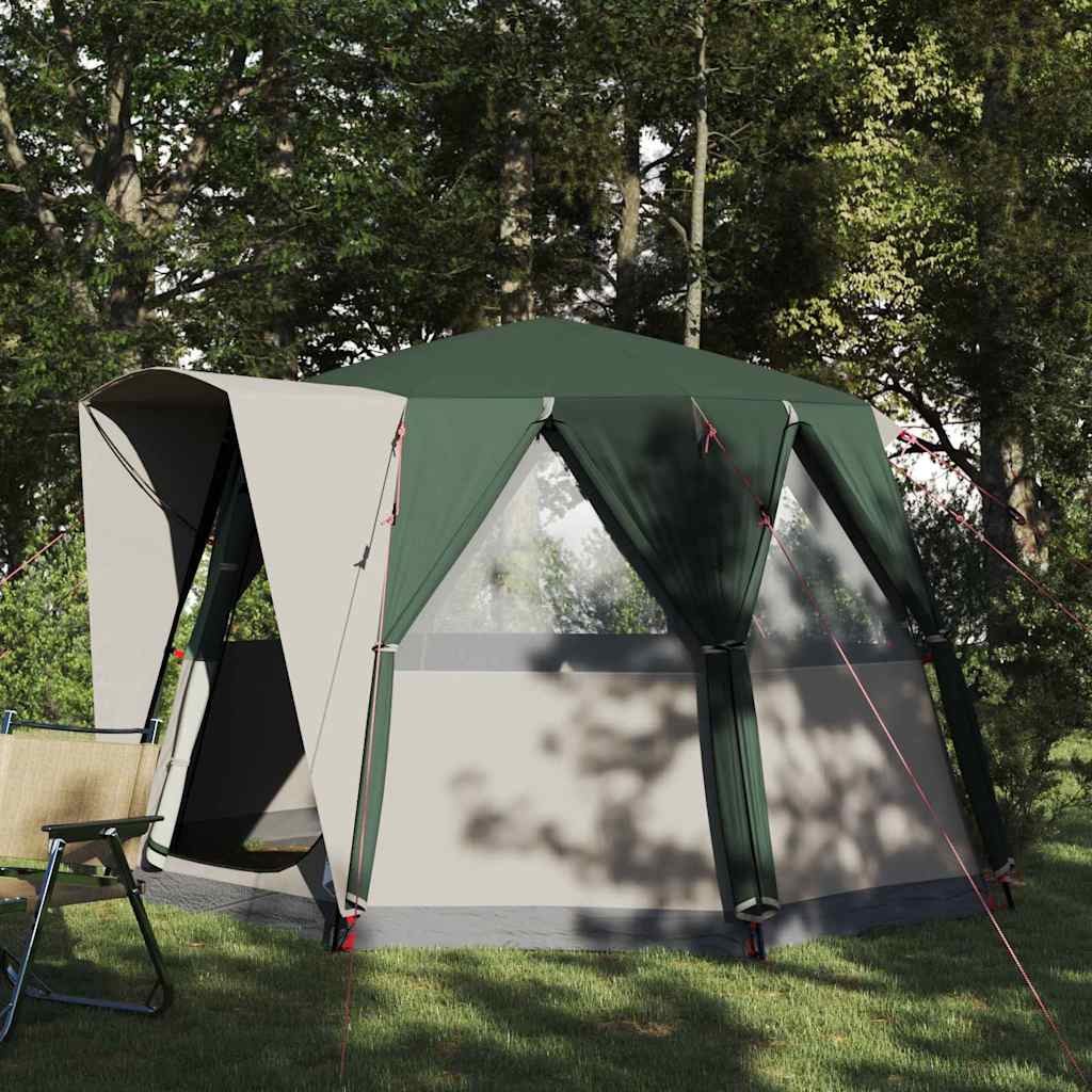 vidaXL Cabin Zelt 3-Personen mit Dach Grün und Weiß 320 x 320 x 203 cm
