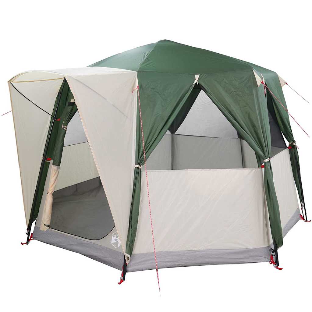 vidaXL Cabin Zelt 3-Personen mit Dach Grün und Weiß 320 x 320 x 203 cm