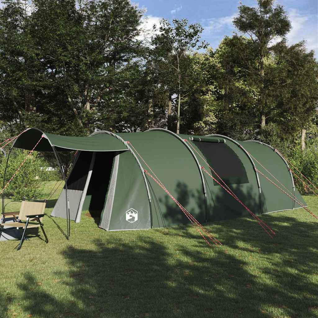 vidaXL Tunnelzelt 4-Personen mit Dach Grün und Weiß 740 x 370 x 220 cm