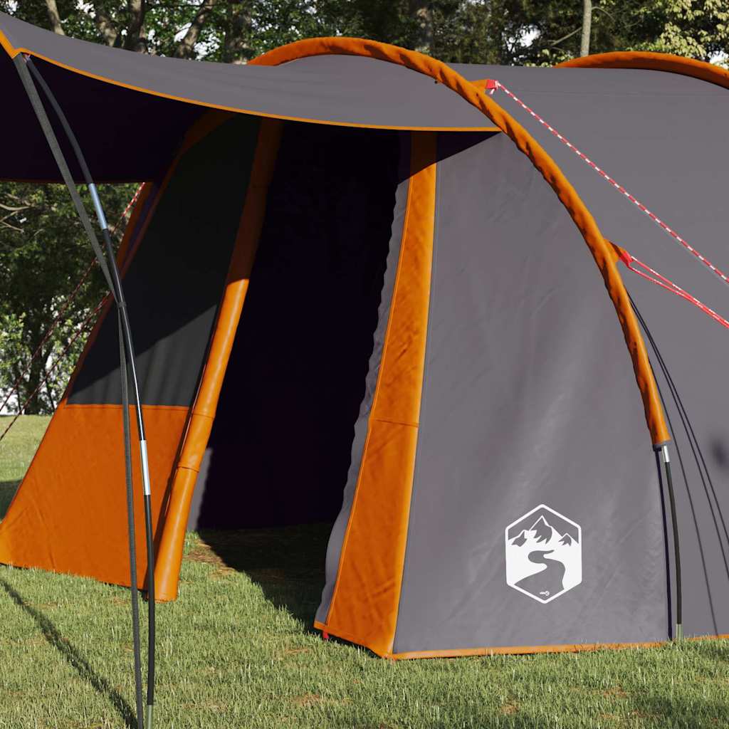 vidaXL Tunnelzelt 4-Personen Grau und Orange 740 x 370 x 220 cm