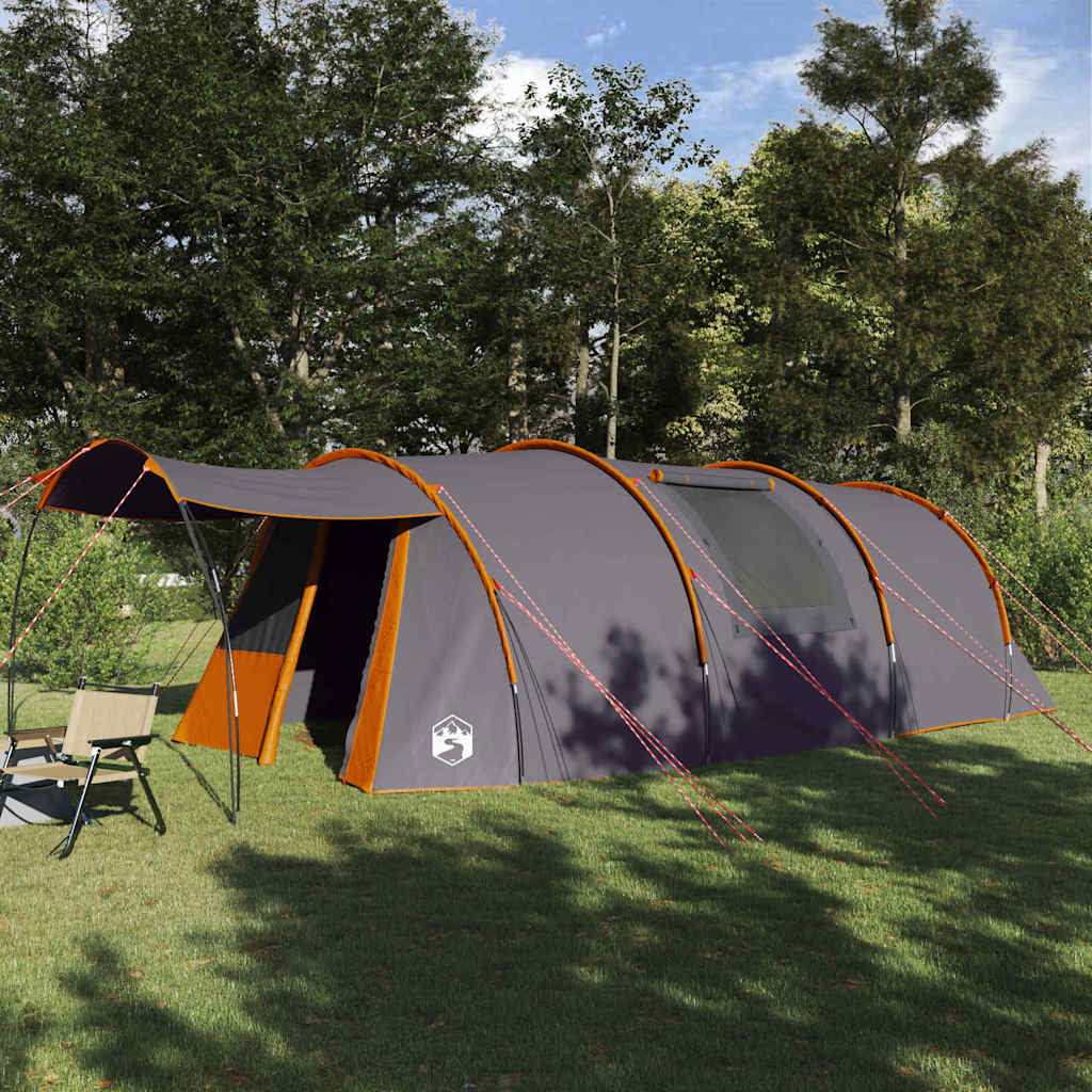 vidaXL Tunnelzelt 4-Personen Grau und Orange 740 x 370 x 220 cm