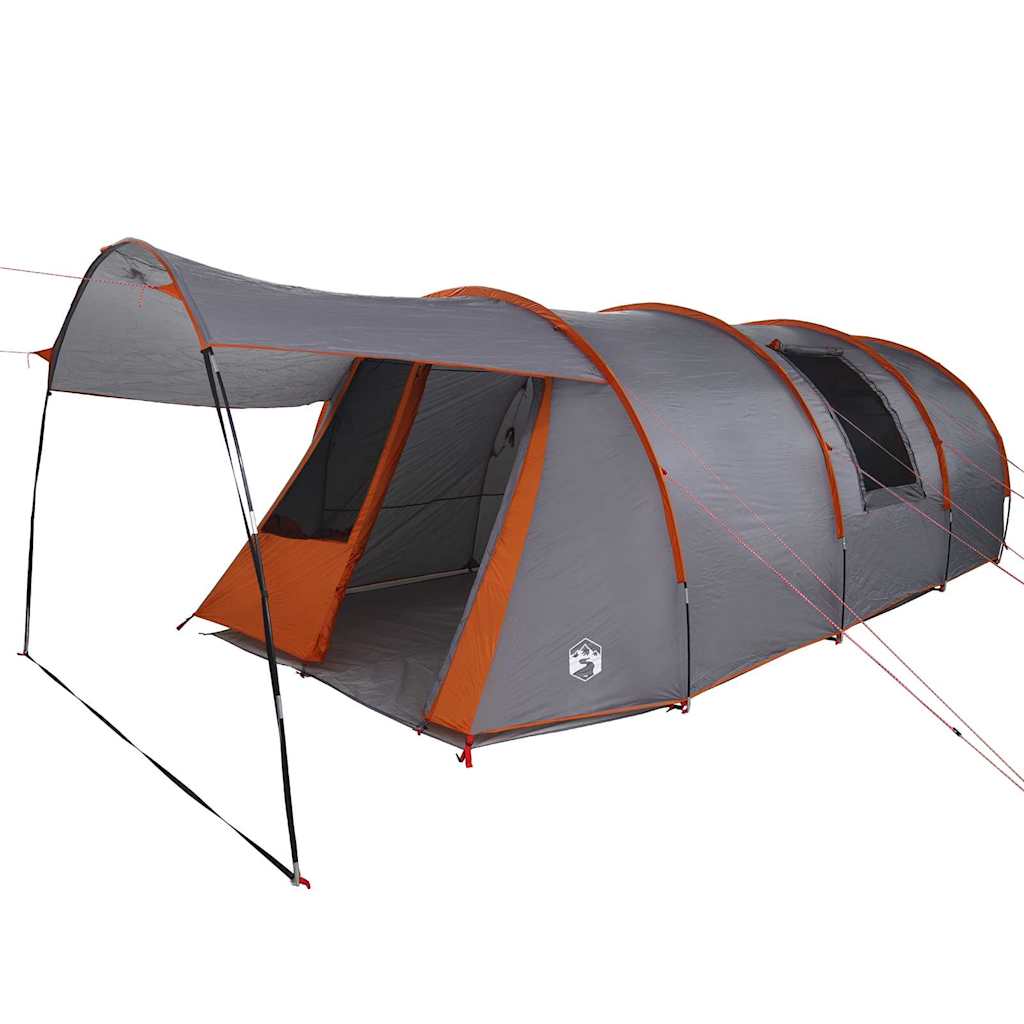 vidaXL Tunnelzelt 4-Personen Grau und Orange 740 x 370 x 220 cm